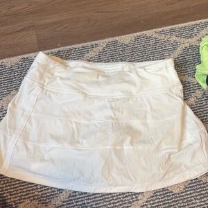 lululemon white tennis skirt, shorts under